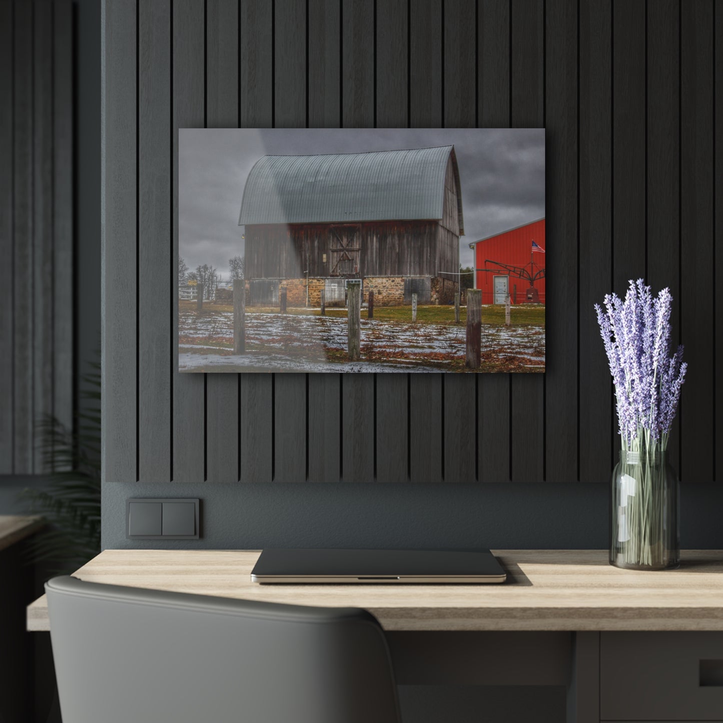 U R There Photography Schott Road Grey III Rustic Farmhouse Acrylic Wall Print