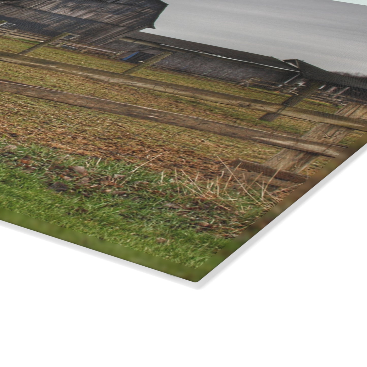 U R There Photography South Summers Road Old Grey and Caramel III Rustic Farmhouse Tempered-Glass Cutting Board