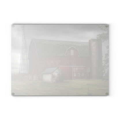 U R There Photography Weaver Road Red II Rustic Farmhouse Tempered-Glass Cutting Board