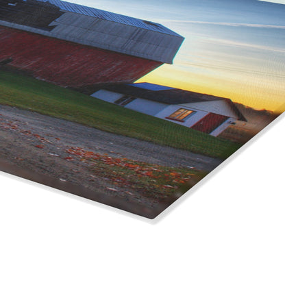 U R There Photography Haines Road Red at Sunrise Rustic Farmhouse Tempered-Glass Cutting Board