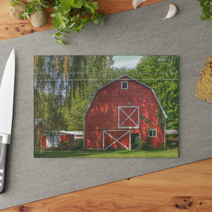 U R There Photography Henderson Road Red Rustic Farmhouse Tempered-Glass Cutting Board
