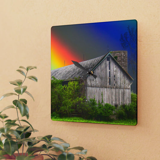 U R There Photography Wilder Road Wonderment Rustic Farmhouse Acrylic Analog Wall Clock