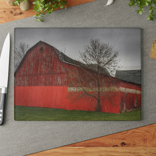 U R There Photography Almont Reds Rustic Farmhouse Tempered-Glass Cutting Board