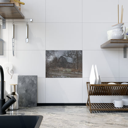 U R There Photography Bishop Road Winter Grey Rustic Farmhouse Decorative Ceramic Tile