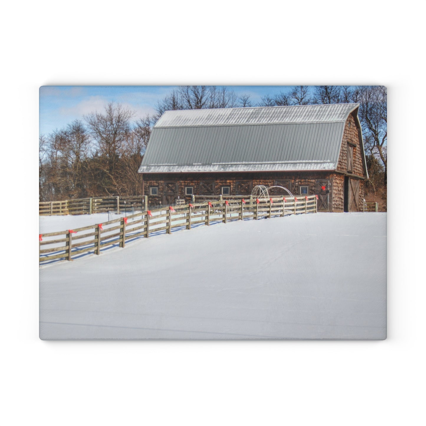 U R There Photography Morgan Lanes Cedar Shake Barn Rustic Farmhouse Tempered-Glass Cutting Board