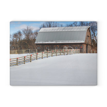 U R There Photography Morgan Lanes Cedar Shake Barn Rustic Farmhouse Tempered-Glass Cutting Board