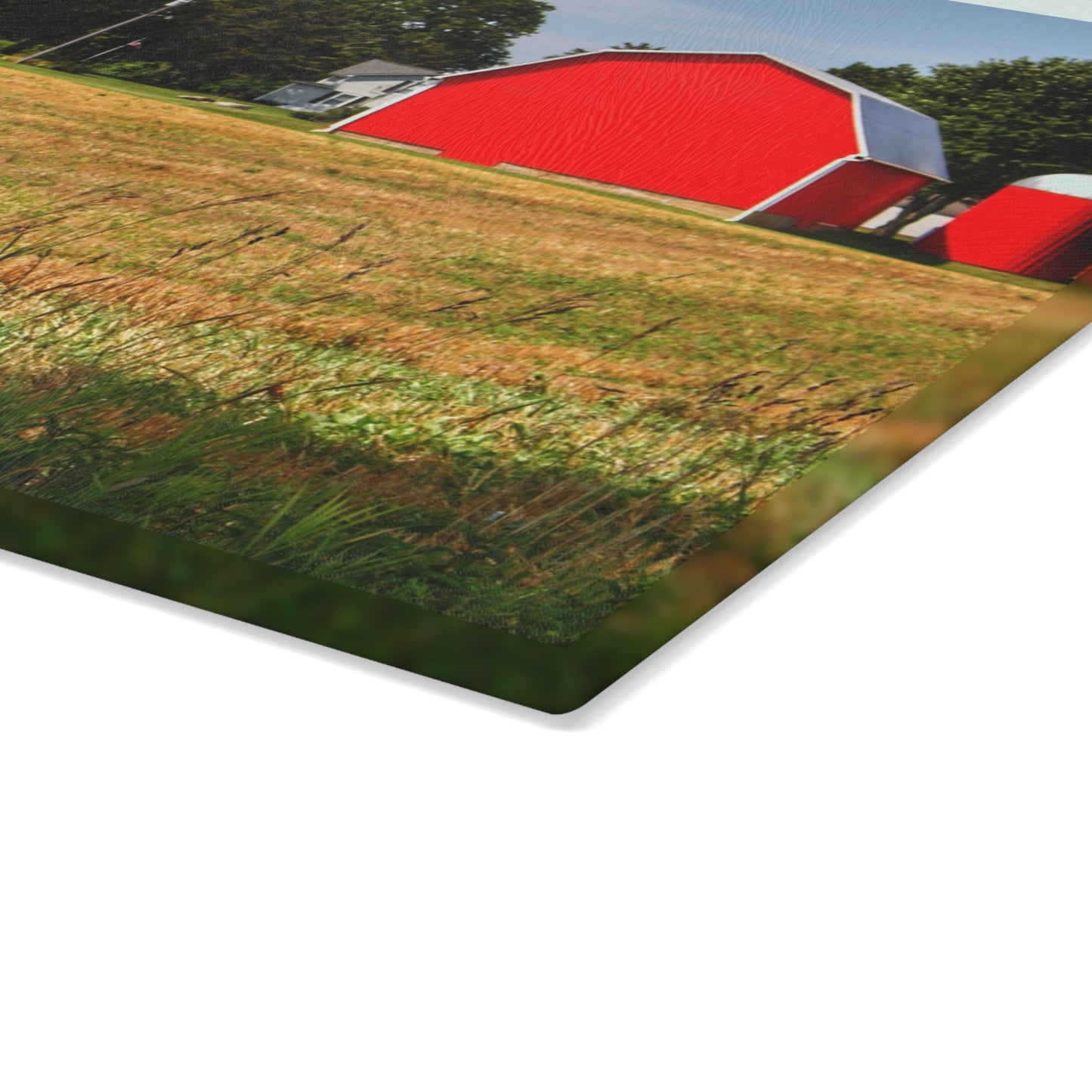 U R There Photography Bristol Road Red and Silo Rustic Farmhouse Tempered-Glass Cutting Board