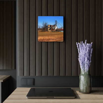 U R There Photography North Cemetery Roads Forgotten Grey Rustic Farmhouse Acrylic Analog Wall Clock