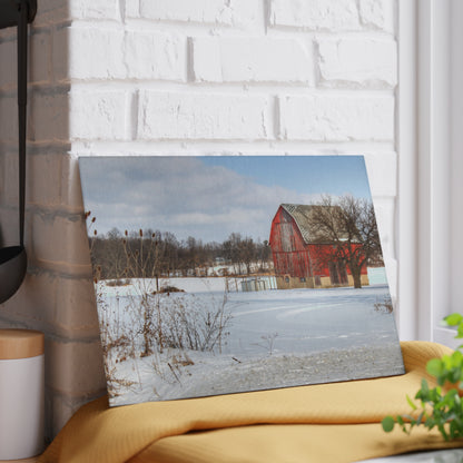 U R There Photography Oregon Road Hillside Red Rustic Farmhouse Tempered-Glass Cutting Board