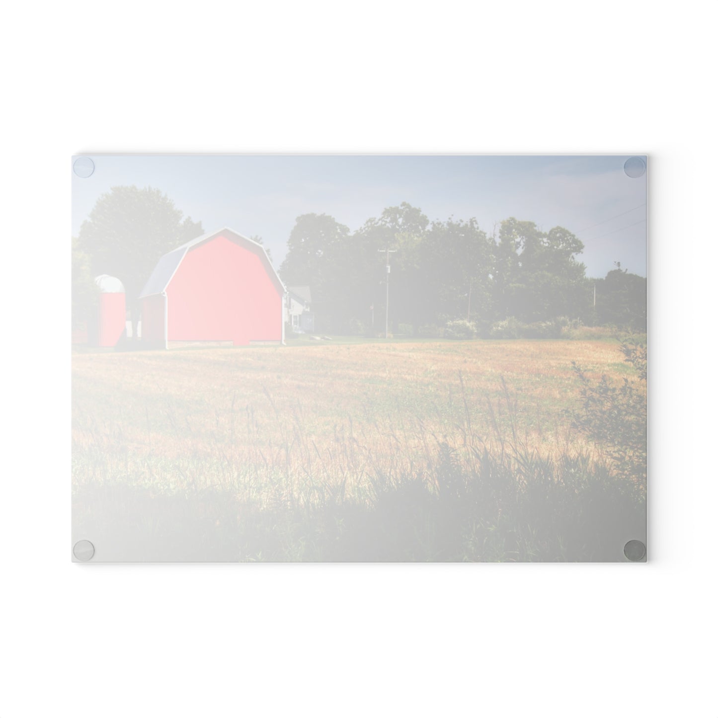 U R There Photography Bristol Road Red and Silo Rustic Farmhouse Tempered-Glass Cutting Board