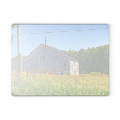 U R There Photography Greenwood Road Whitewash Grey Rustic Farmhouse Tempered-Glass Cutting Board
