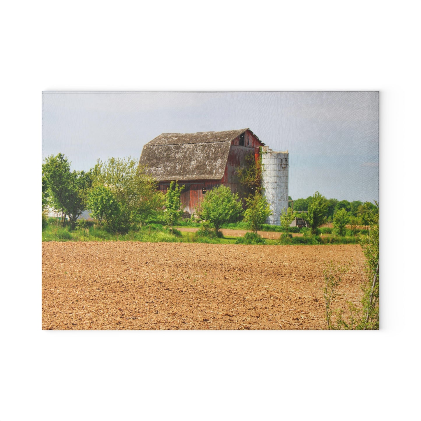 U R There Photography Colwood Road Old Red Rustic Farmhouse Tempered-Glass Cutting Board