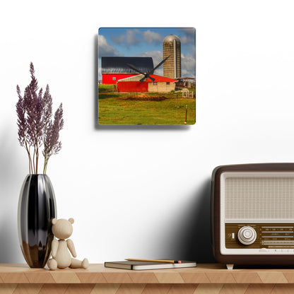 U R There Photography Kingston Checkerboard Farm Rustic Farmhouse Acrylic Analog Wall Clock