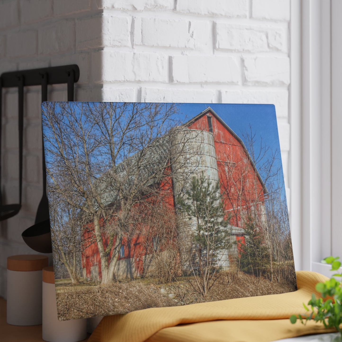 U R There Photography Van Dyke Red I Rustic Farmhouse Tempered-Glass Cutting Board