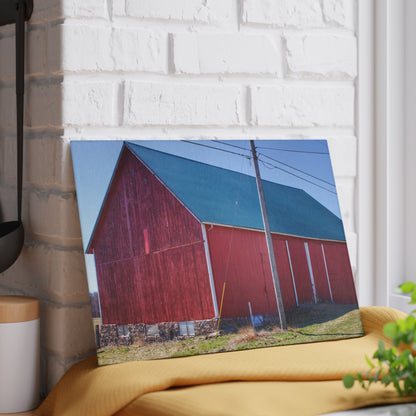 U R There Photography Imlay City Road Red II Rustic Farmhouse Tempered-Glass Cutting Board