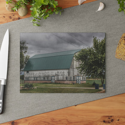 U R There Photography Bristol Road White II Rustic Farmhouse Tempered-Glass Cutting Board