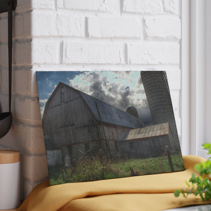 U R There Photography Sandusky Grey II Rustic Farmhouse Tempered-Glass Cutting Board