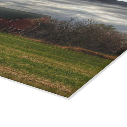 U R There Photography Booth Road Hidden Red I Rustic Farmhouse Tempered-Glass Cutting Board