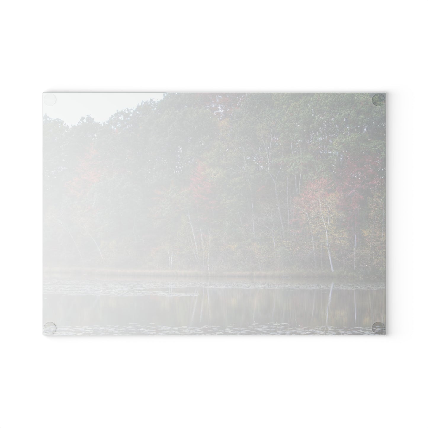 U R There Photography Fall on Murphy Lake IV Rustic Farmhouse Tempered-Glass Cutting Board