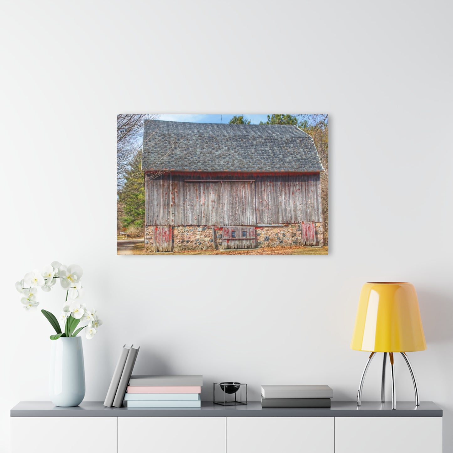 U R There Photography Leix Road Stone Red Rustic Farmhouse Acrylic Wall Print