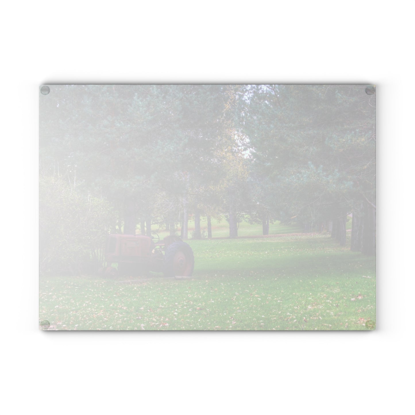 U R There Photography Casey Road Yard Art I Rustic Farmhouse Tempered-Glass Cutting Board