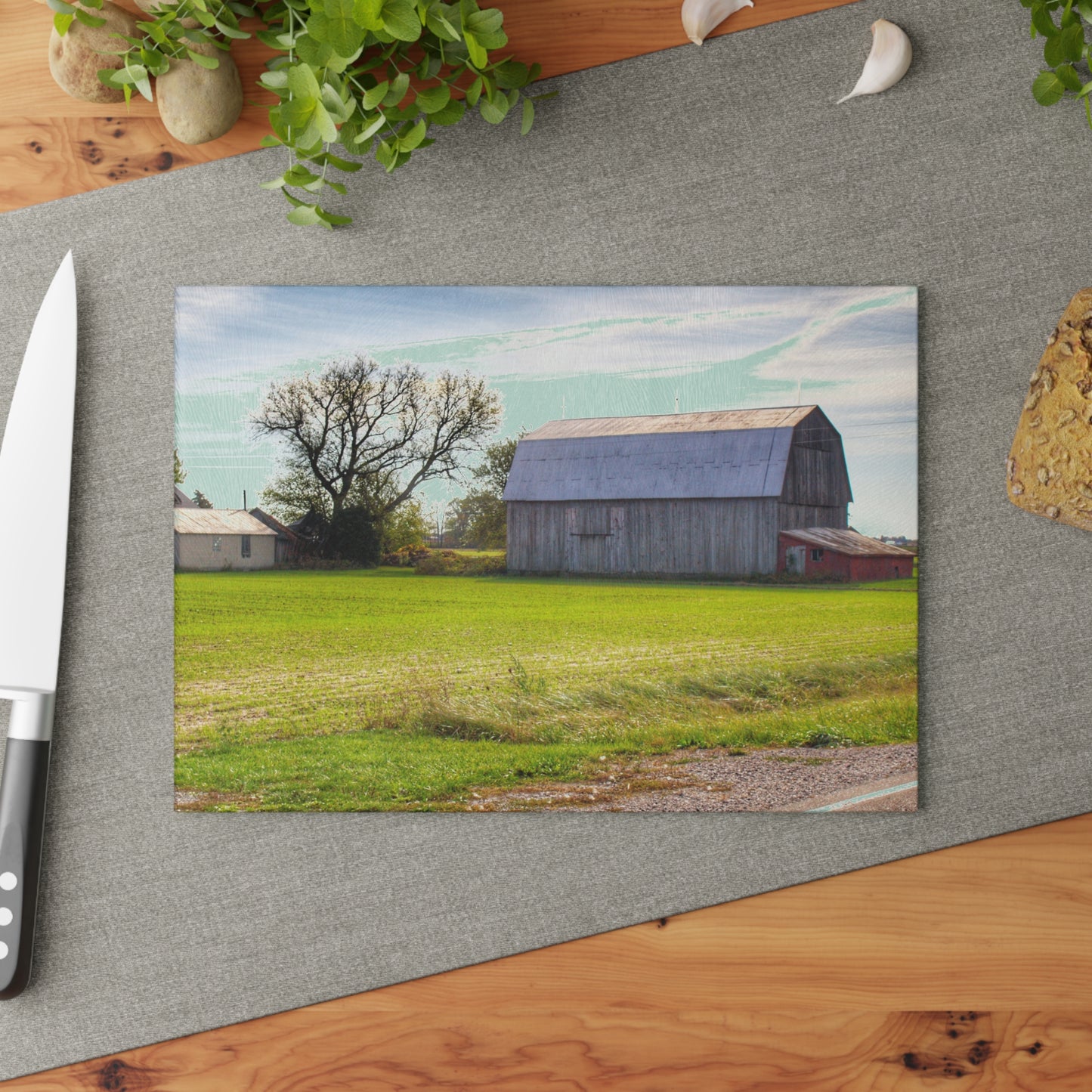 U R There Photography North Gera Road Red Rustic Farmhouse Tempered-Glass Cutting Board