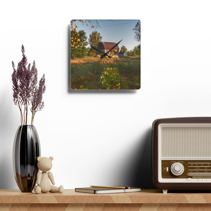 U R There Photography Swaffer Road Little Grey Rustic Farmhouse Acrylic Analog Wall Clock