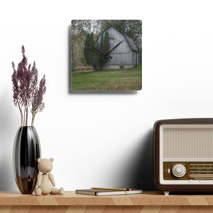 U R There Photography Milliman Road Grey Rustic Farmhouse Acrylic Analog Wall Clock