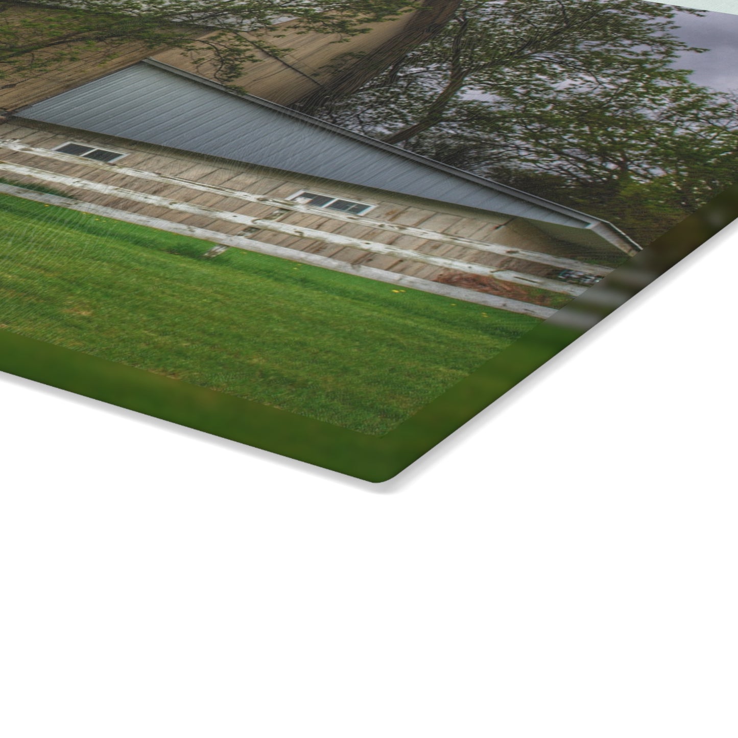 U R There Photography Grange Hall Road Whitewash Grey Rustic Farmhouse Tempered-Glass Cutting Board