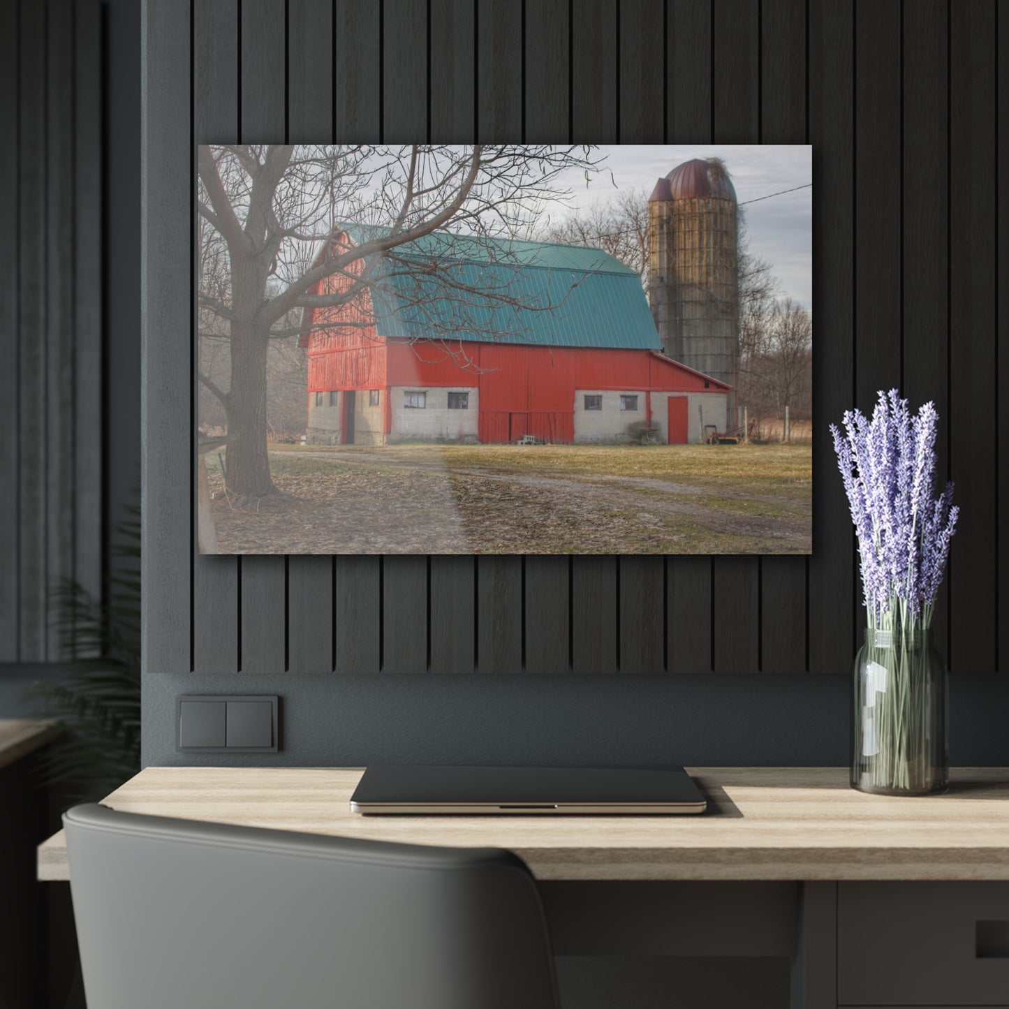 U R There Photography Wilson Road Red and Silo I Rustic Farmhouse Acrylic Wall Print
