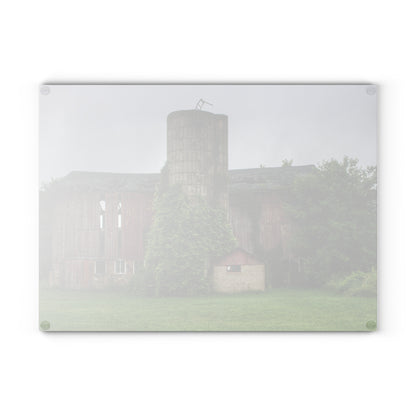 U R There Photography Imlay City Road Red I Rustic Farmhouse Tempered-Glass Cutting Board