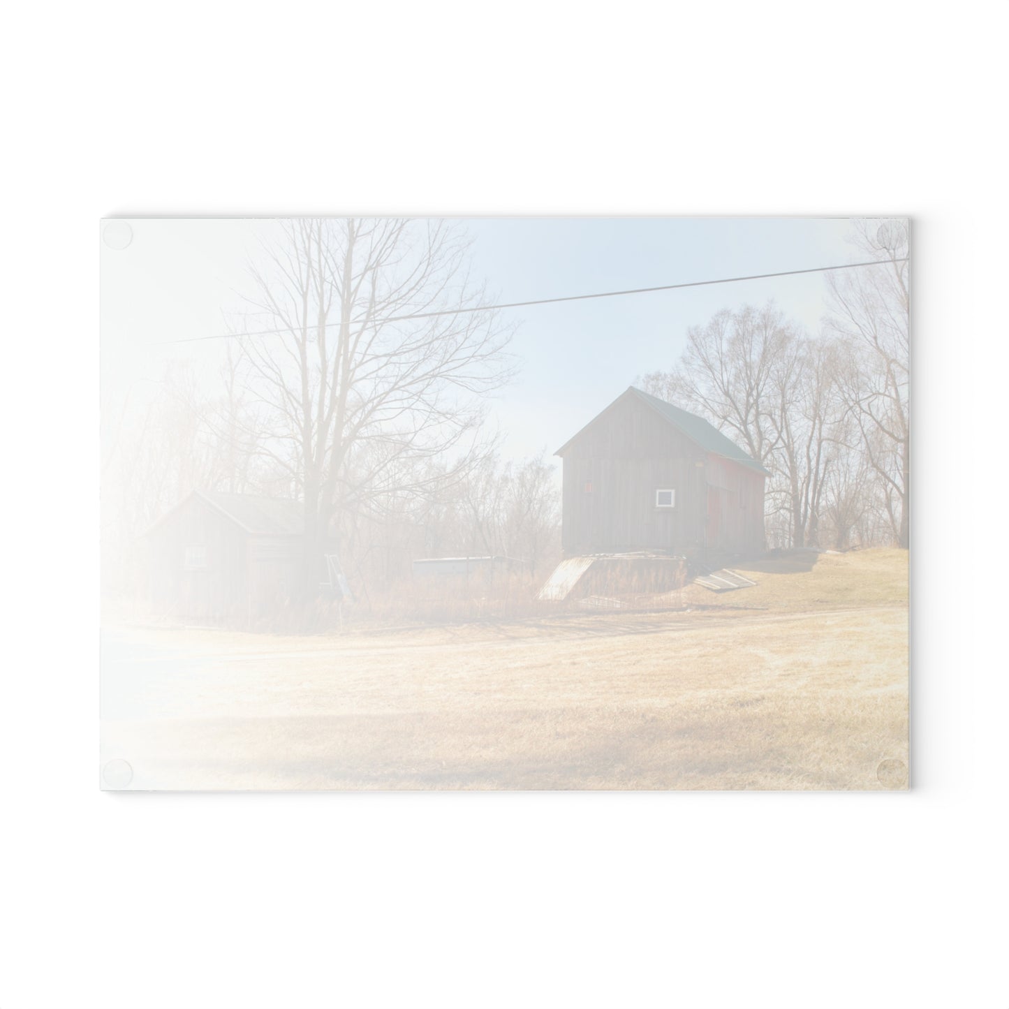 U R There Photography Klam Road Hillside Greys Rustic Farmhouse Tempered-Glass Cutting Board