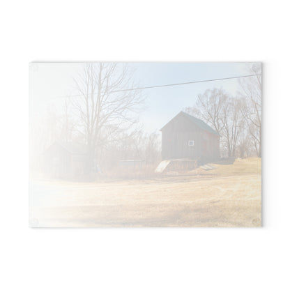U R There Photography Klam Road Hillside Greys Rustic Farmhouse Tempered-Glass Cutting Board