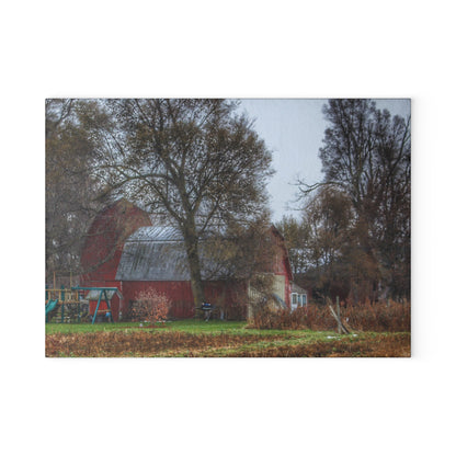 U R There Photography Dryden Road Reds Rustic Farmhouse Tempered-Glass Cutting Board