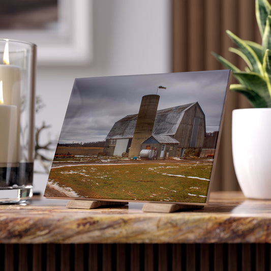 U R There Photography Chapman Road Grey I Rustic Farmhouse Decorative Ceramic Tile