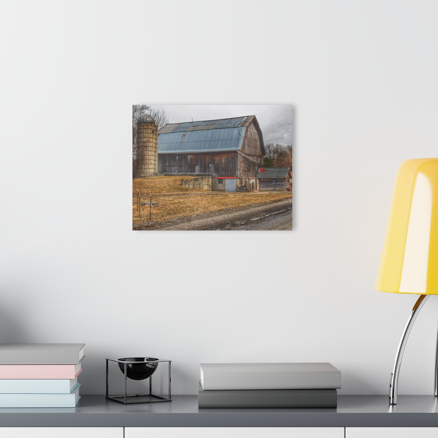 Barn Boutique Modern Farmhouse Acrylic Wall Print| Seymour Lakes Roadside Grey