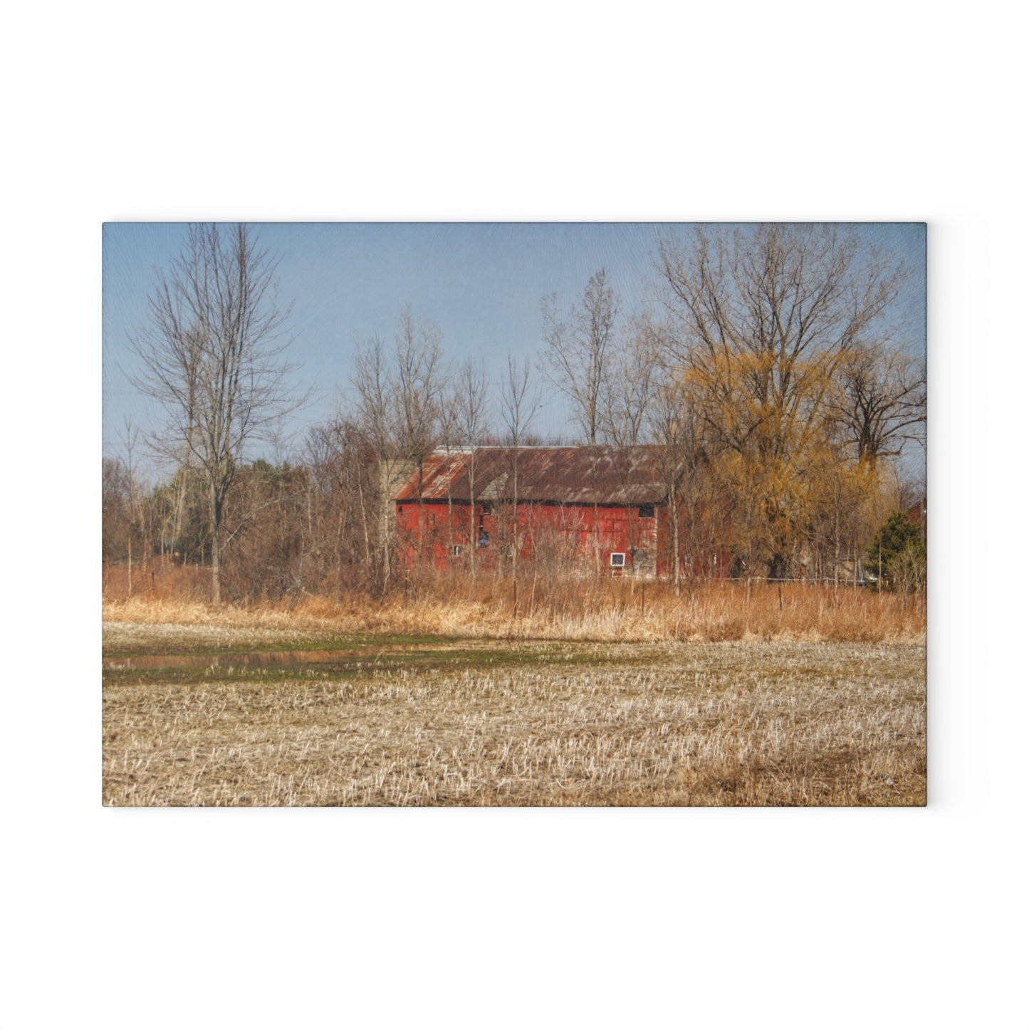 U R There Photography Hidden Scotch Settlement Red Rustic Farmhouse Tempered-Glass Cutting Board