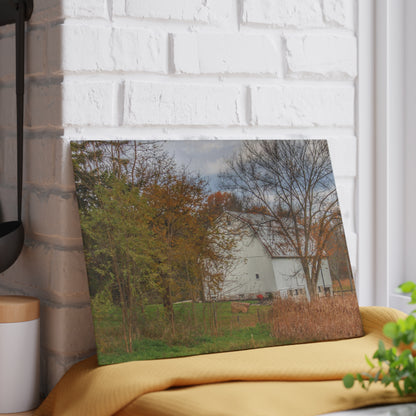 U R There Photography East Oakwood White Rustic Farmhouse Tempered-Glass Cutting Board