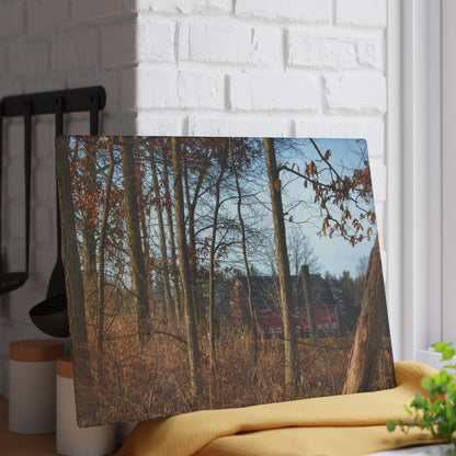 U R There Photography Blood Road Red II Rustic Farmhouse Tempered-Glass Cutting Board