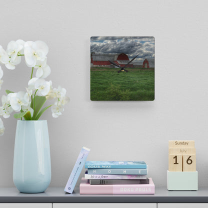 U R There Photography North Sandusky Reds Rustic Farmhouse Acrylic Analog Wall Clock