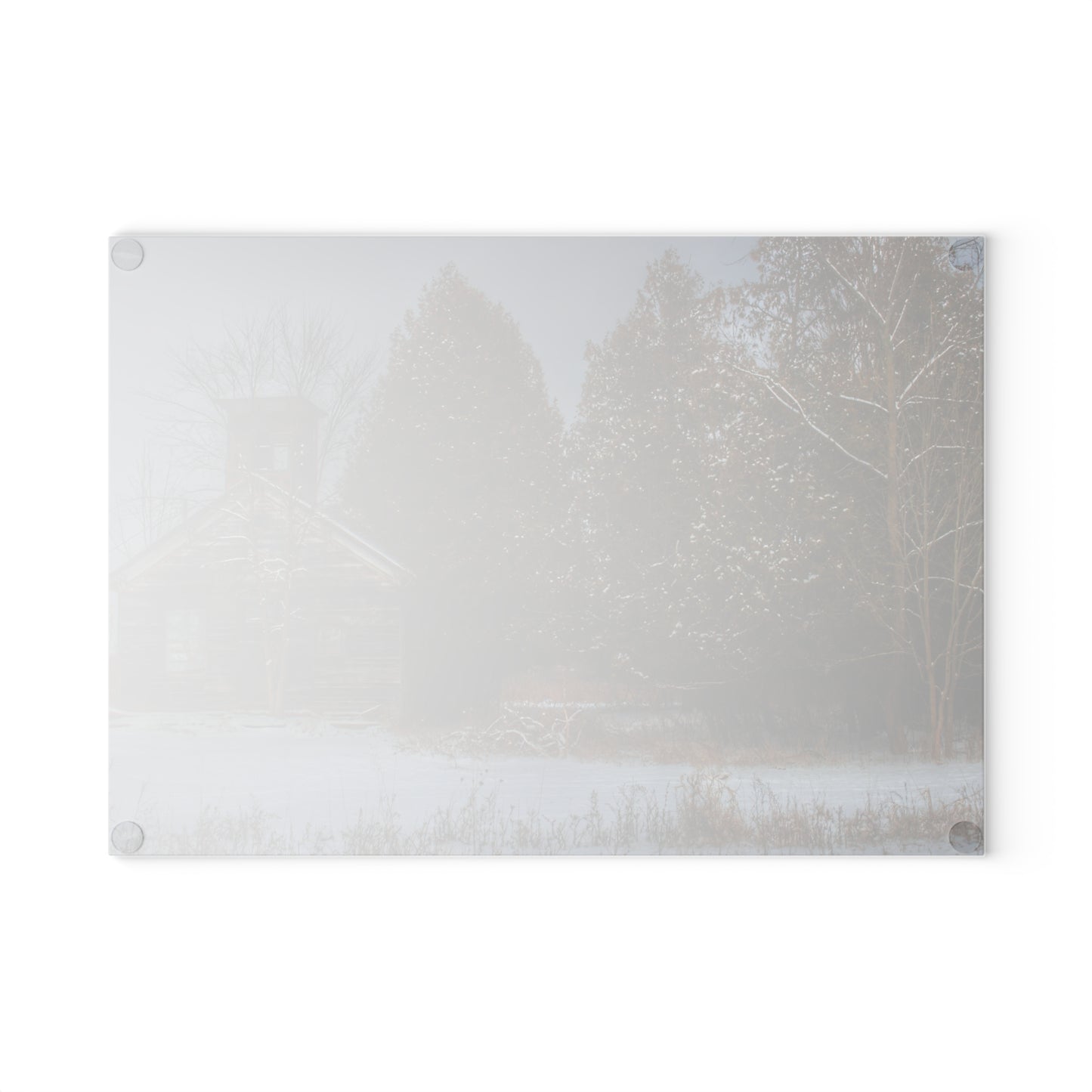 U R There Photography Vermilya Schoolhouse I Rustic Farmhouse Tempered-Glass Cutting Board