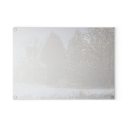 U R There Photography Vermilya Schoolhouse I Rustic Farmhouse Tempered-Glass Cutting Board