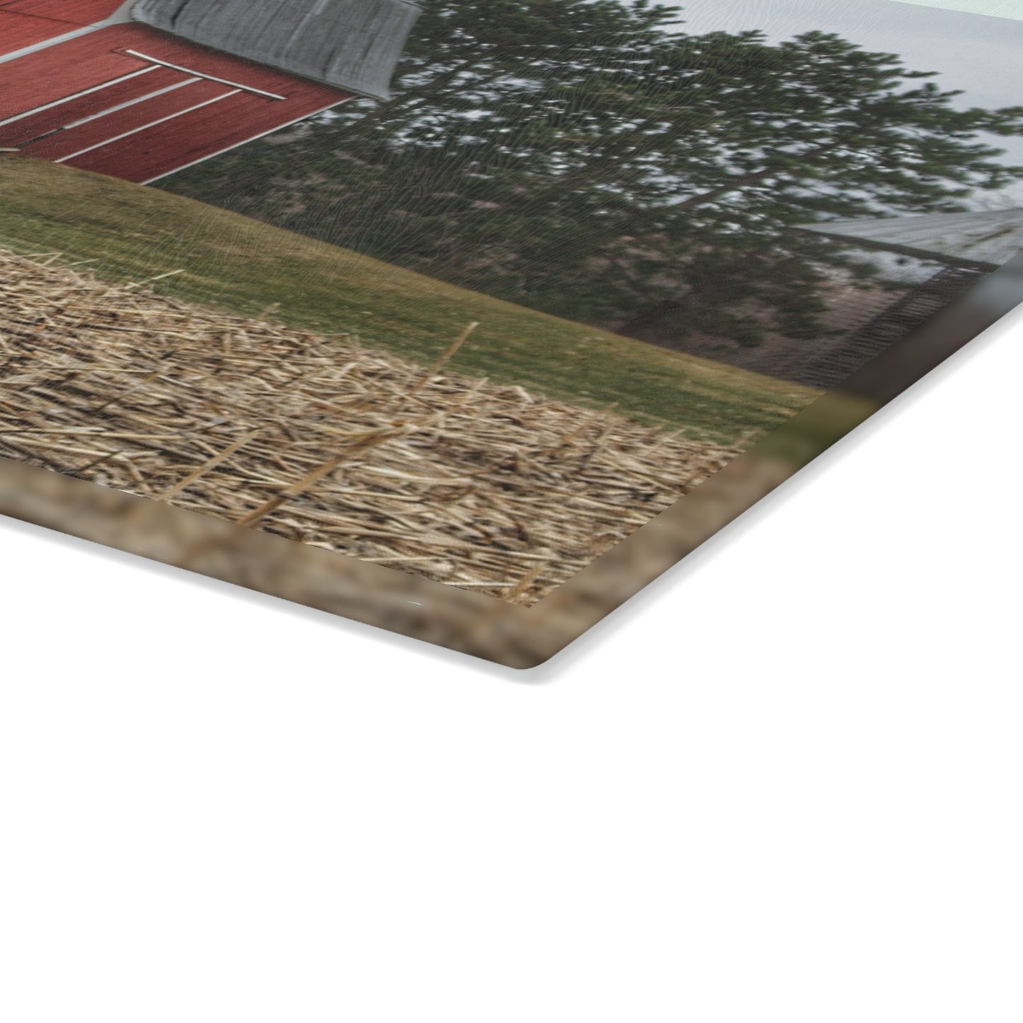 U R There Photography Fostoria Road Standing Man Red Rustic Farmhouse Tempered-Glass Cutting Board