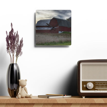 U R There Photography Brown City Red I Rustic Farmhouse Wall Clock