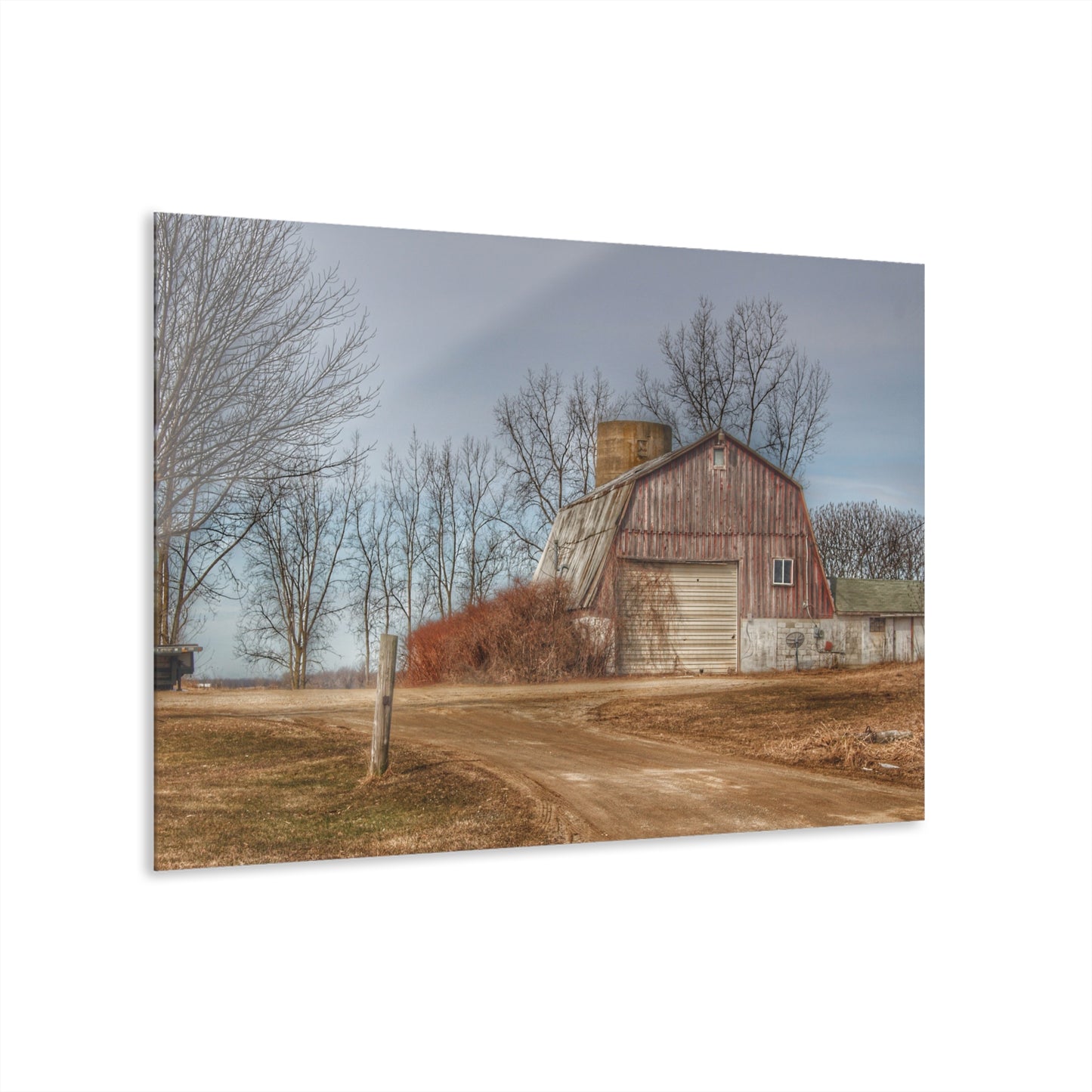U R There Photography Maple Valley Road Red I Rustic Farmhouse Acrylic Wall Print
