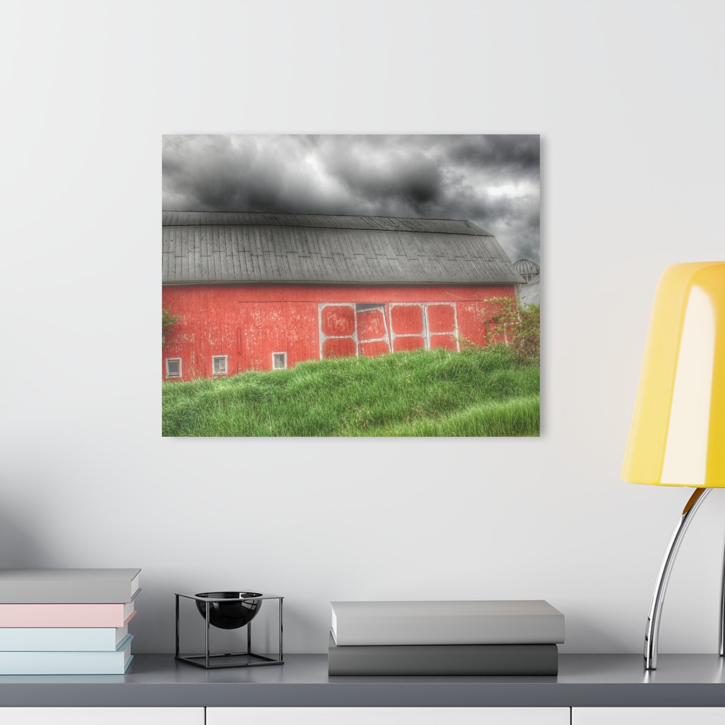 U R There Photography Square Road Red II Rustic Farmhouse Acrylic Wall Print