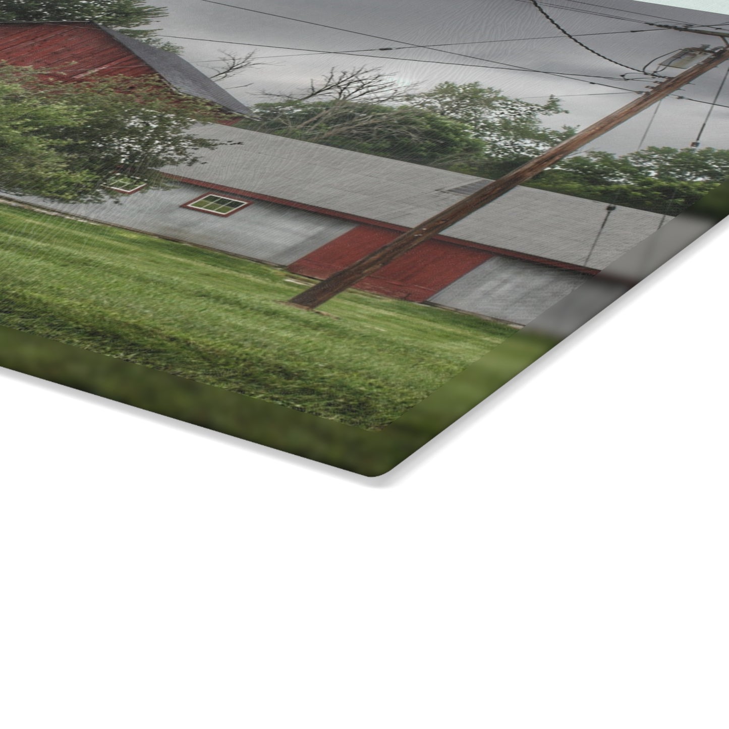 U R There Photography Hidden Red of M-24 Rustic Farmhouse Tempered-Glass Cutting Board