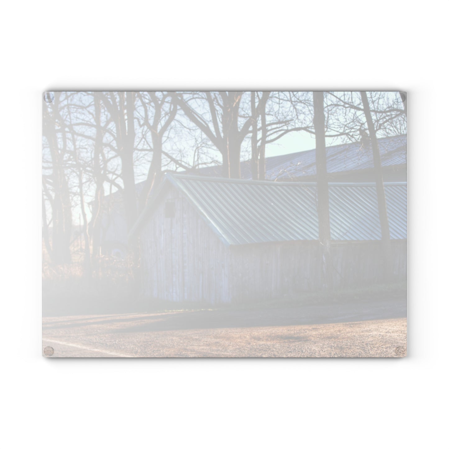 U R There Photography Baldwin Roadside Shack Rustic Farmhouse Tempered-Glass Cutting Board