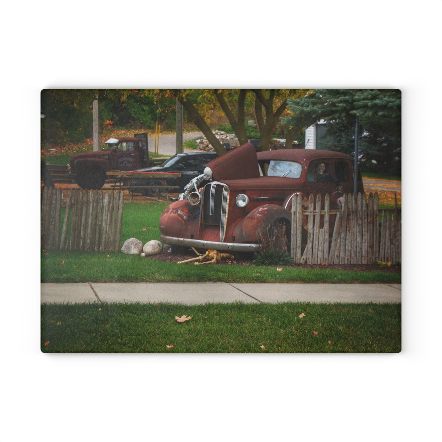 U R There Photography Oak Road Metamora Mechanics Rustic Farmhouse Tempered-Glass Cutting Board