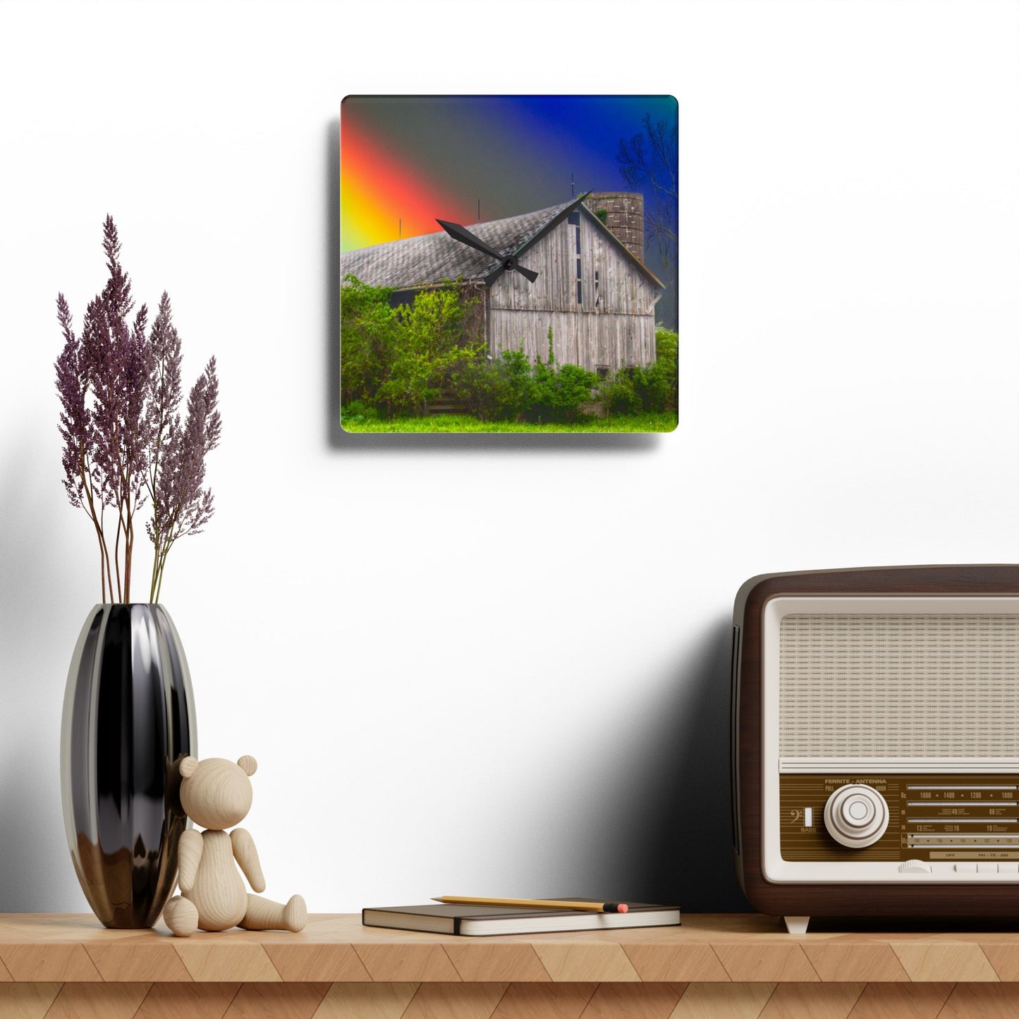 U R There Photography Wilder Road Wonderment Rustic Farmhouse Acrylic Analog Wall Clock
